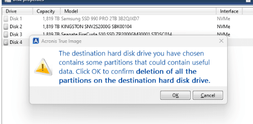 Acronis True Image 5 Warning Message 2
