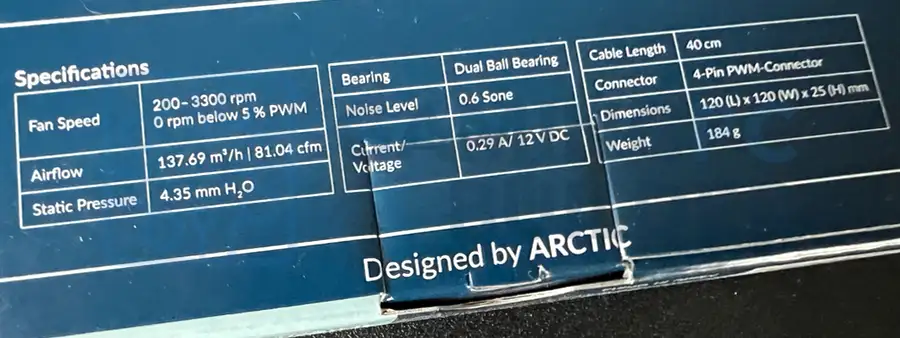 Arctic P12 Max specifications