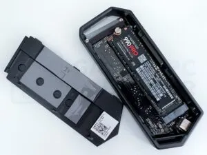 Asus enclosure opened with SSD inside