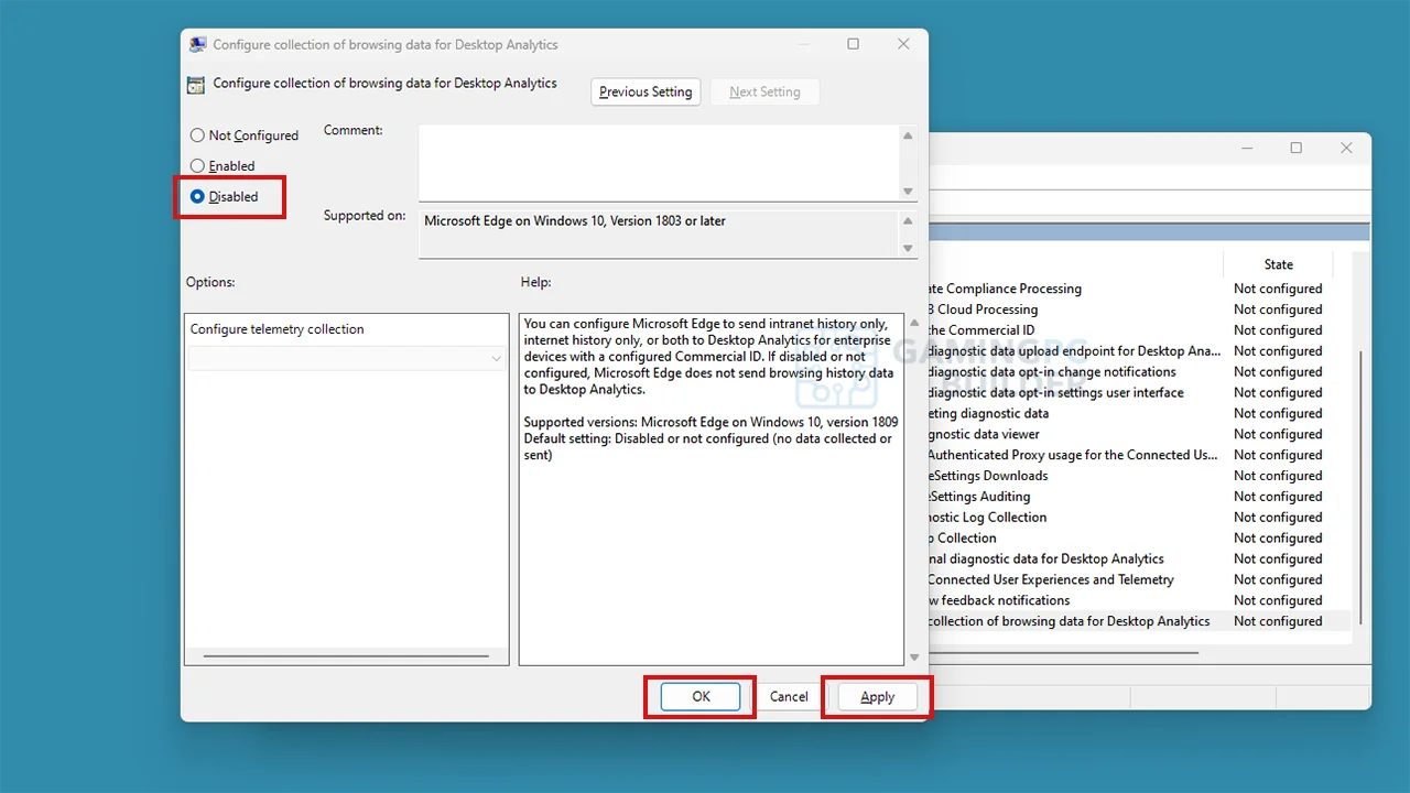 Click the Disabled option