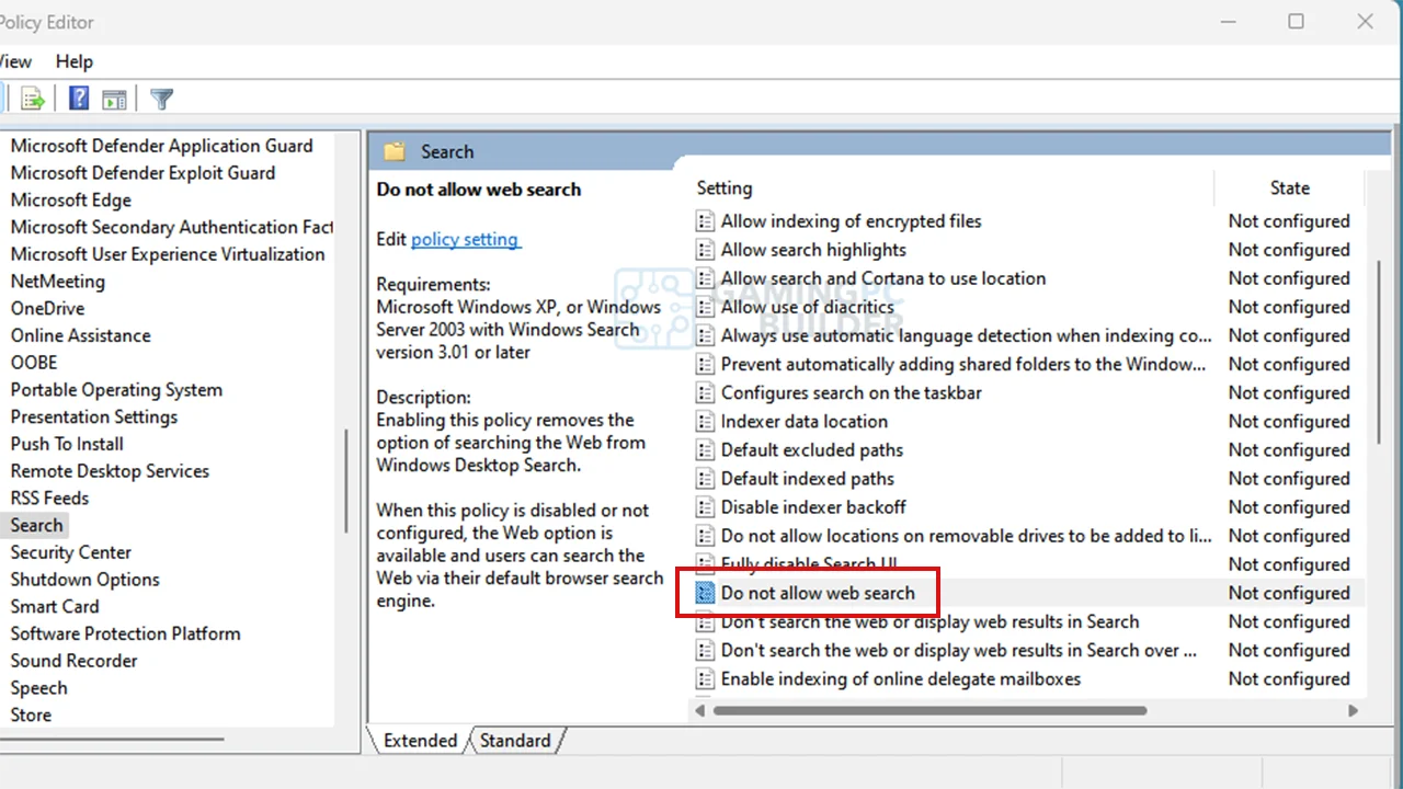 look for Do not allow web search