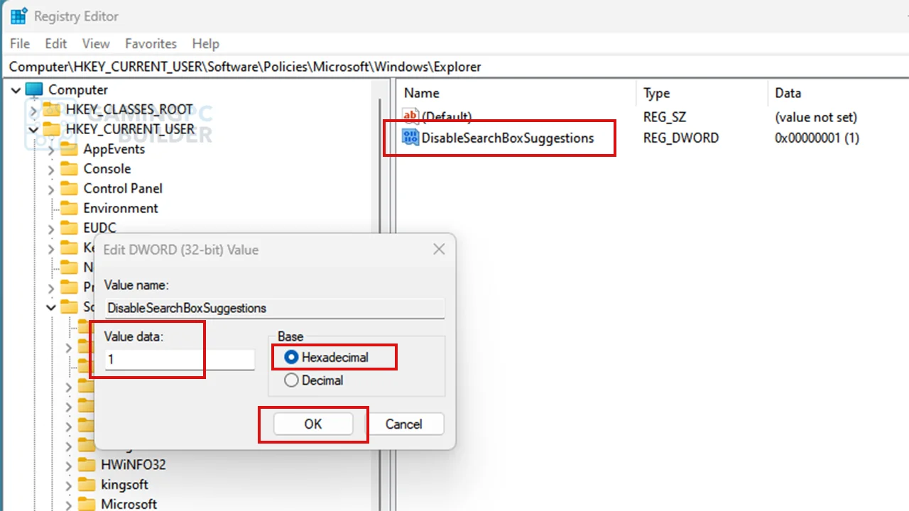 disable search box suggestions