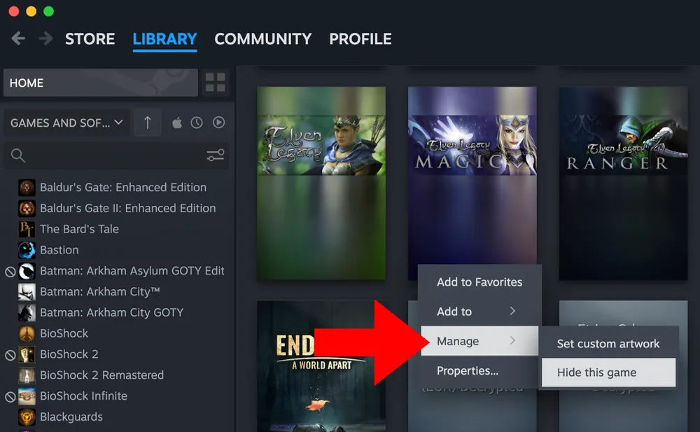 Hiding games on Steam