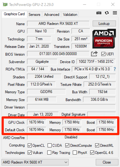 RX 5600 XT GPU-Z