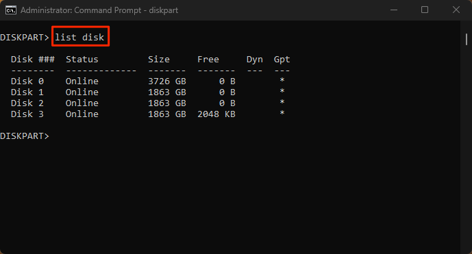 Step 3 List disks