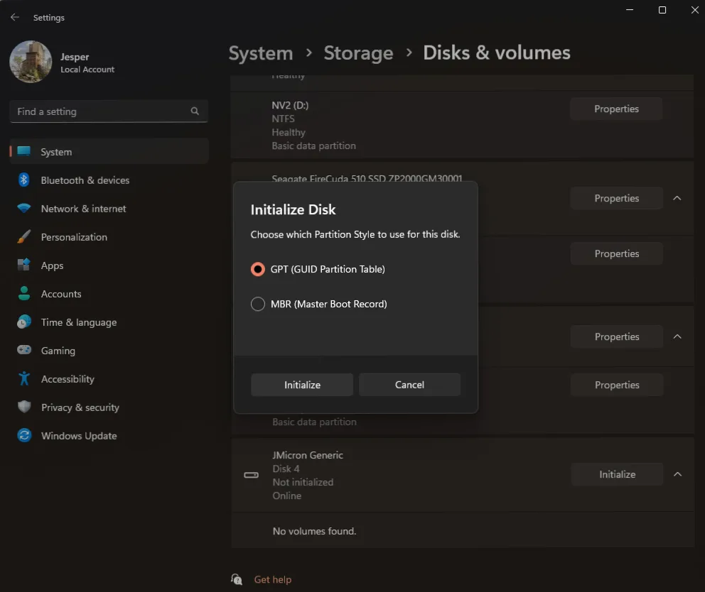 Step 4 Choose partition style