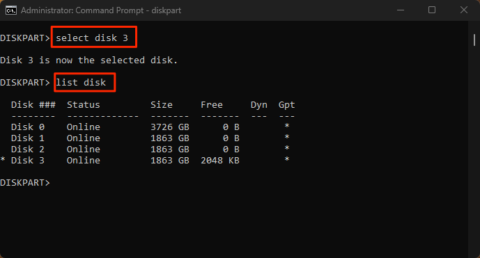 Step 4 Select disk