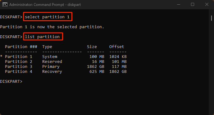Step 6 Select partition