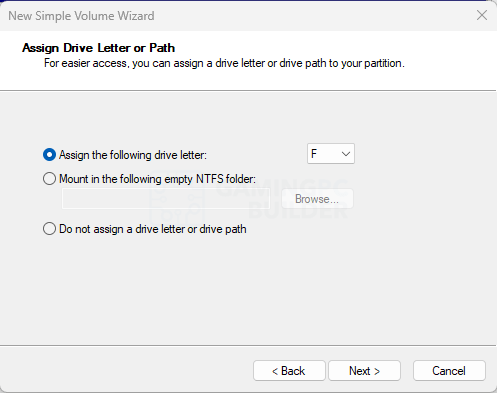 Step 8 assign a drive letter
