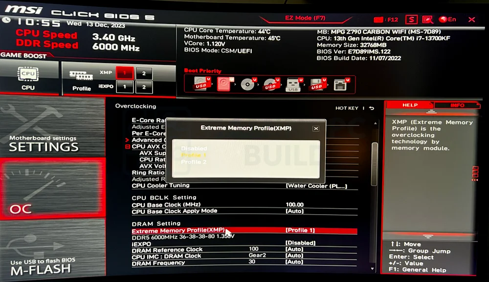 XMP RAM Settings