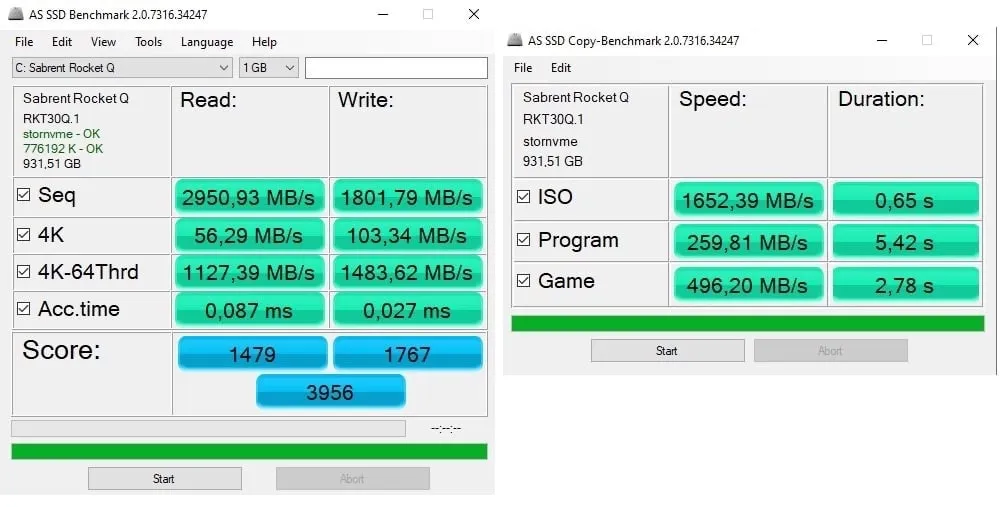 AS SSD Benchmark Rocket Q