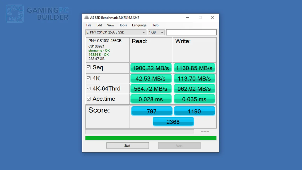 PNY CS1031 benchmark