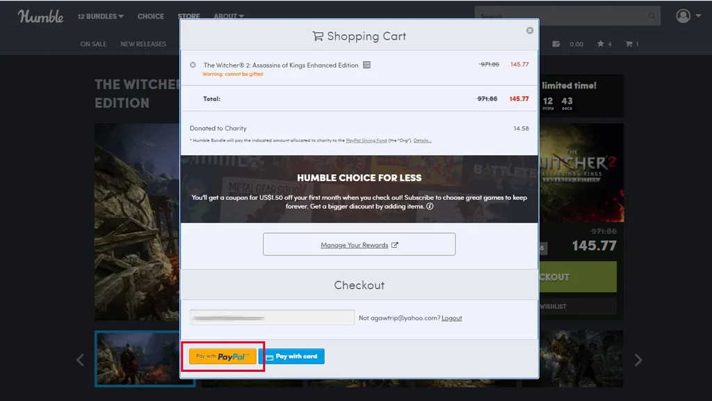 Buy games on Humble Store using paypal