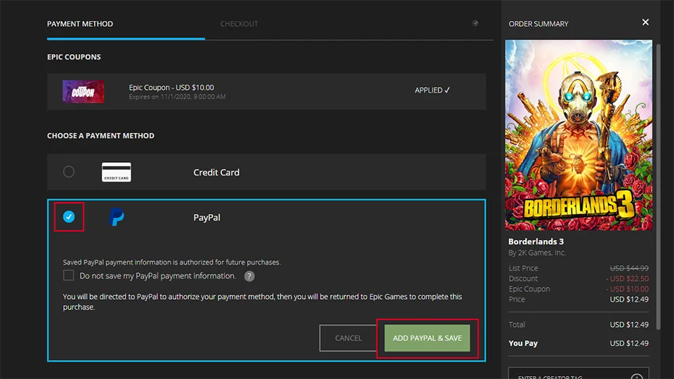 Buy Games on Epic Games Using PayPal
