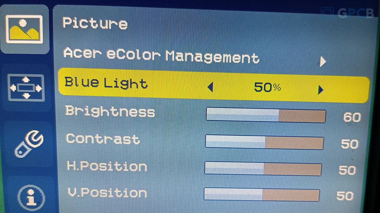Low Blue Mode monitor Setting