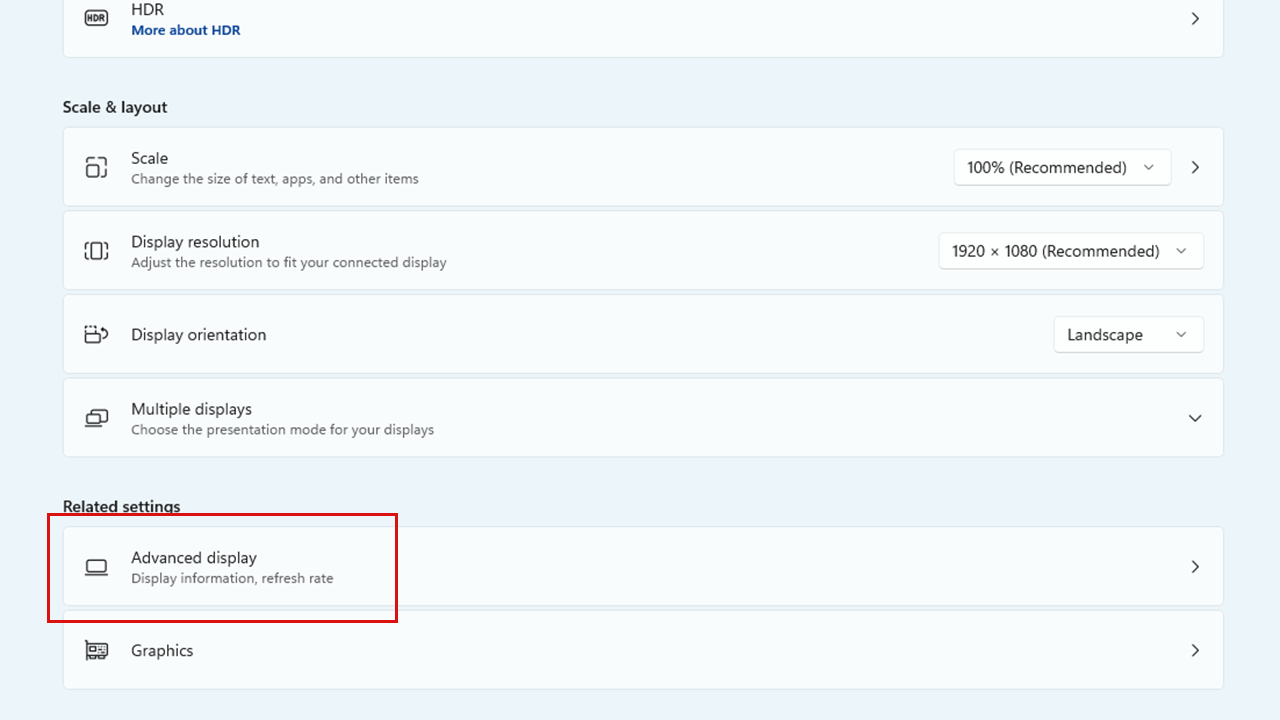 Display Settings Refresh Rate