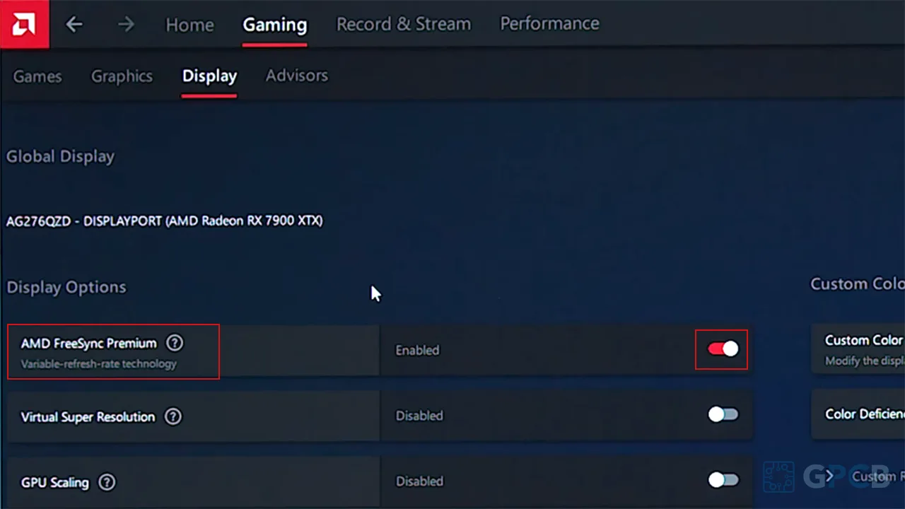 Monitor Setting AMD FreeSync