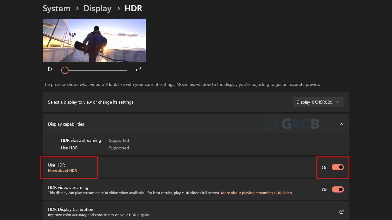 Display Setting HDR
