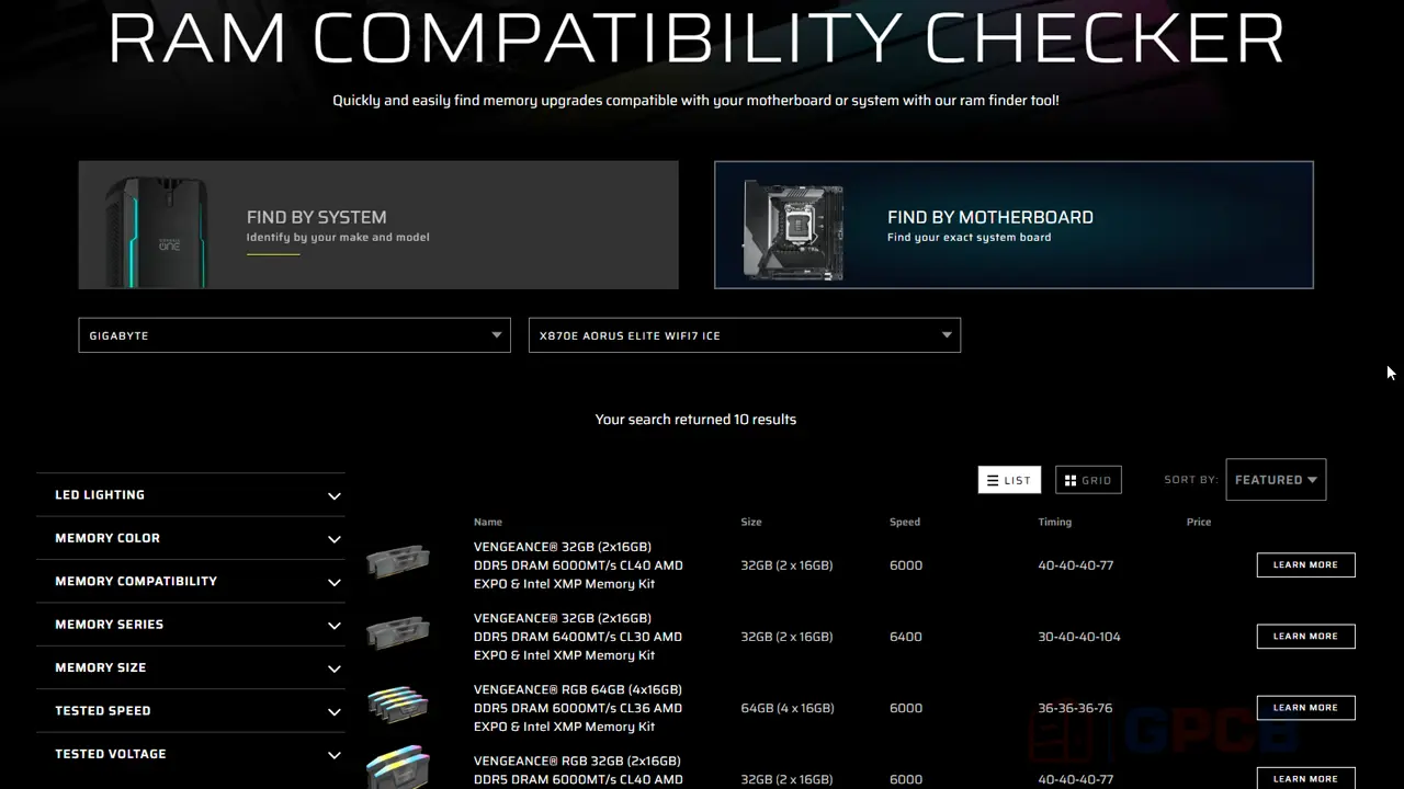 RAM Finder Corsair
