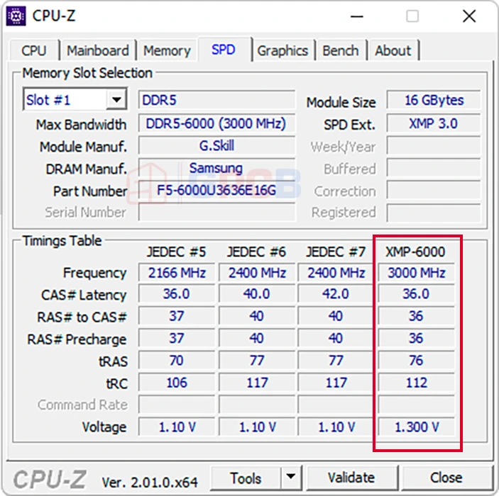 RAM XMP CPU Z