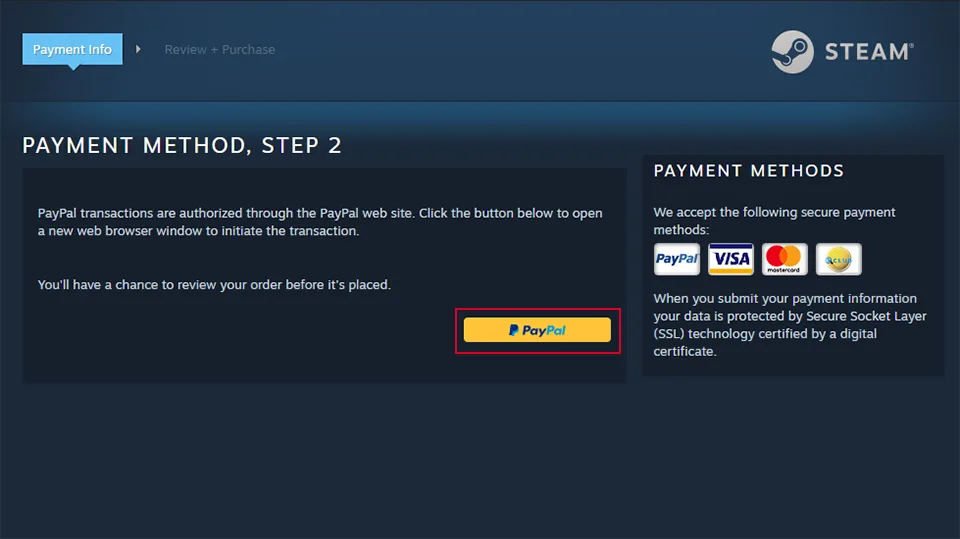 Buy Games on Steam Using PayPal